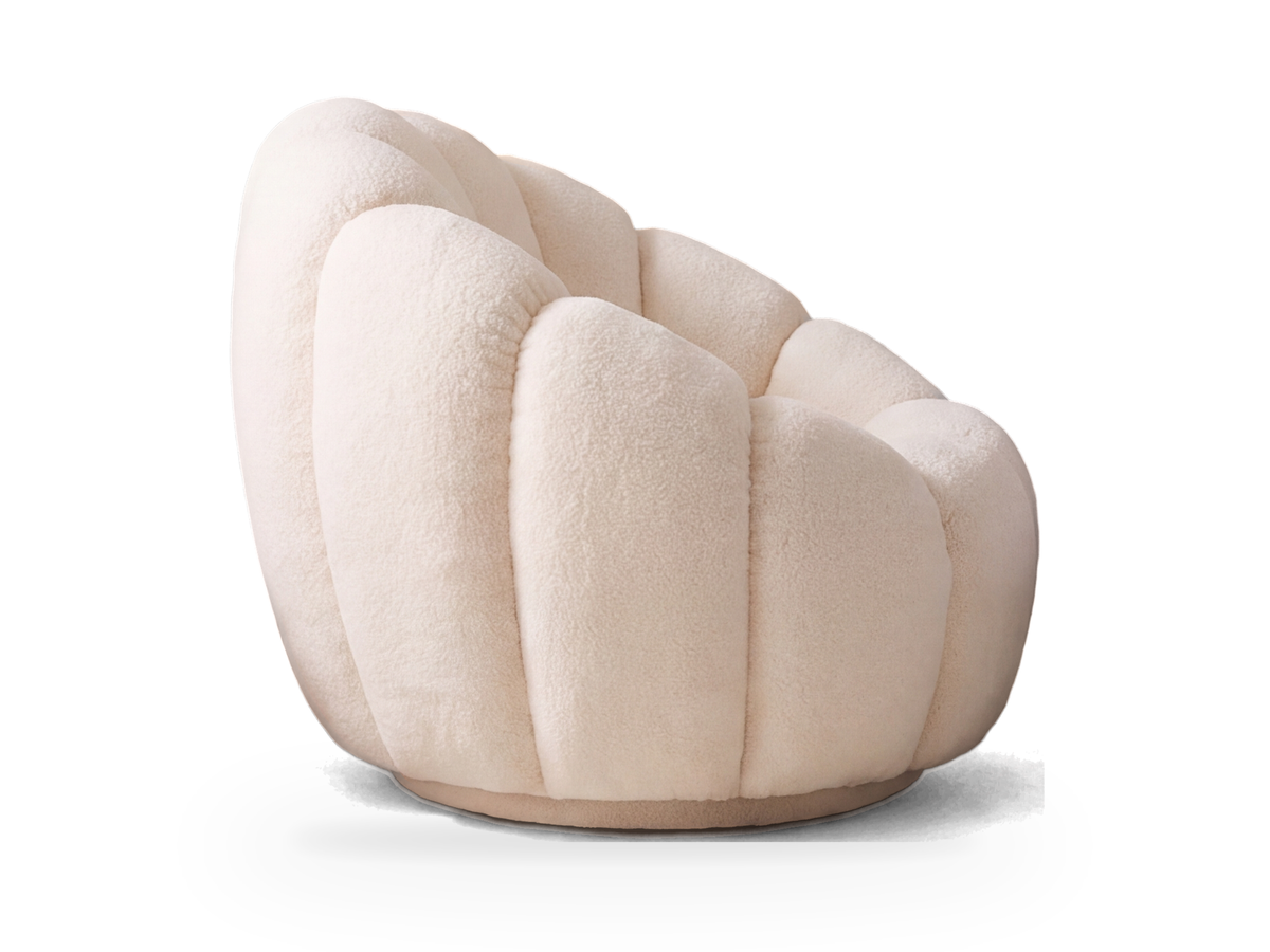 Fauteuil nuage Cloud en peluche écru vu de profil