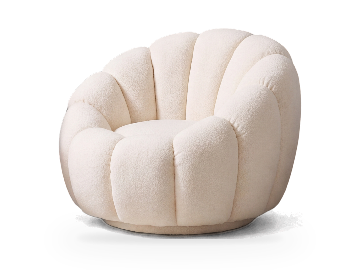 Fauteuil nuage Cloud en peluche écru vu de trois quarts