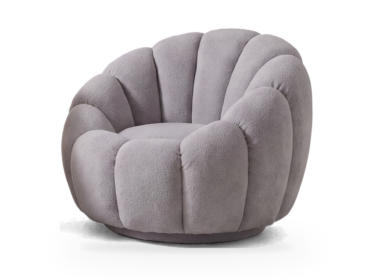 Fauteuil nuage Cloud en peluche gris vu de trois quarts